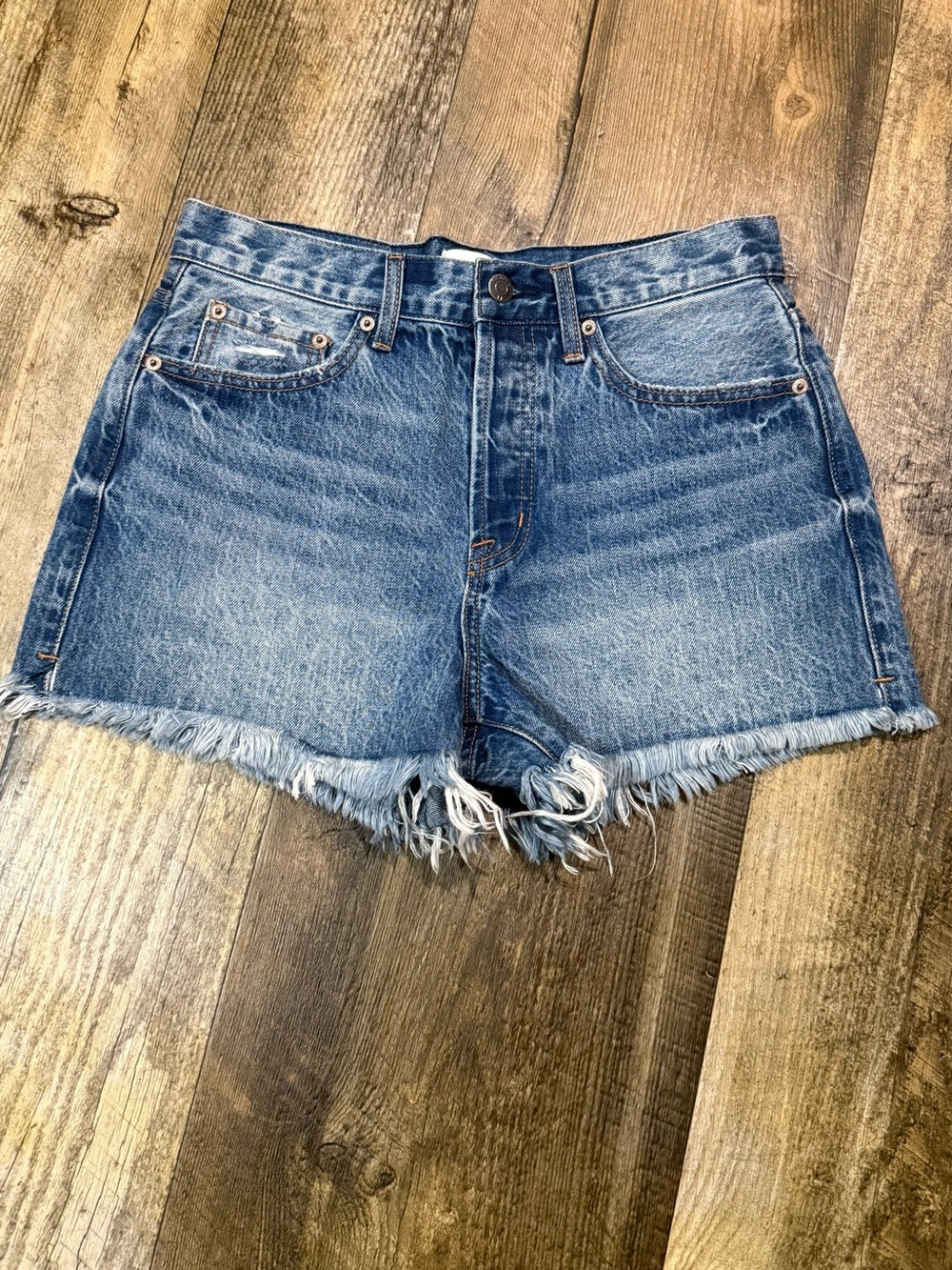 pistola Distressed Frayed Hem Denim Shorts - Blue